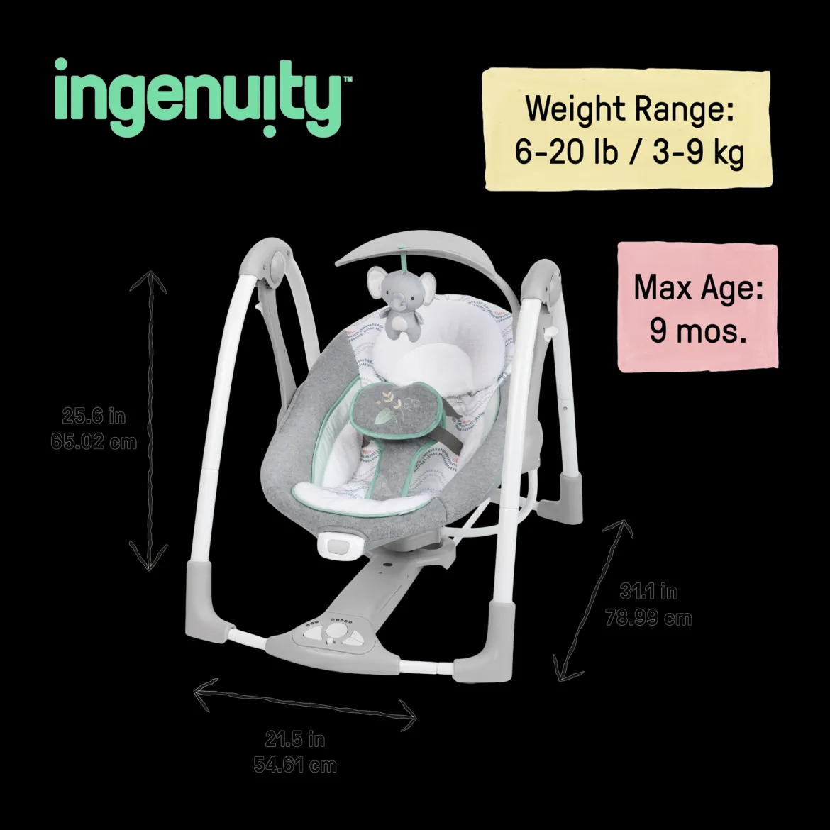 ConvertMe 2-in-1 Compact Portable Swing and Infant Seat