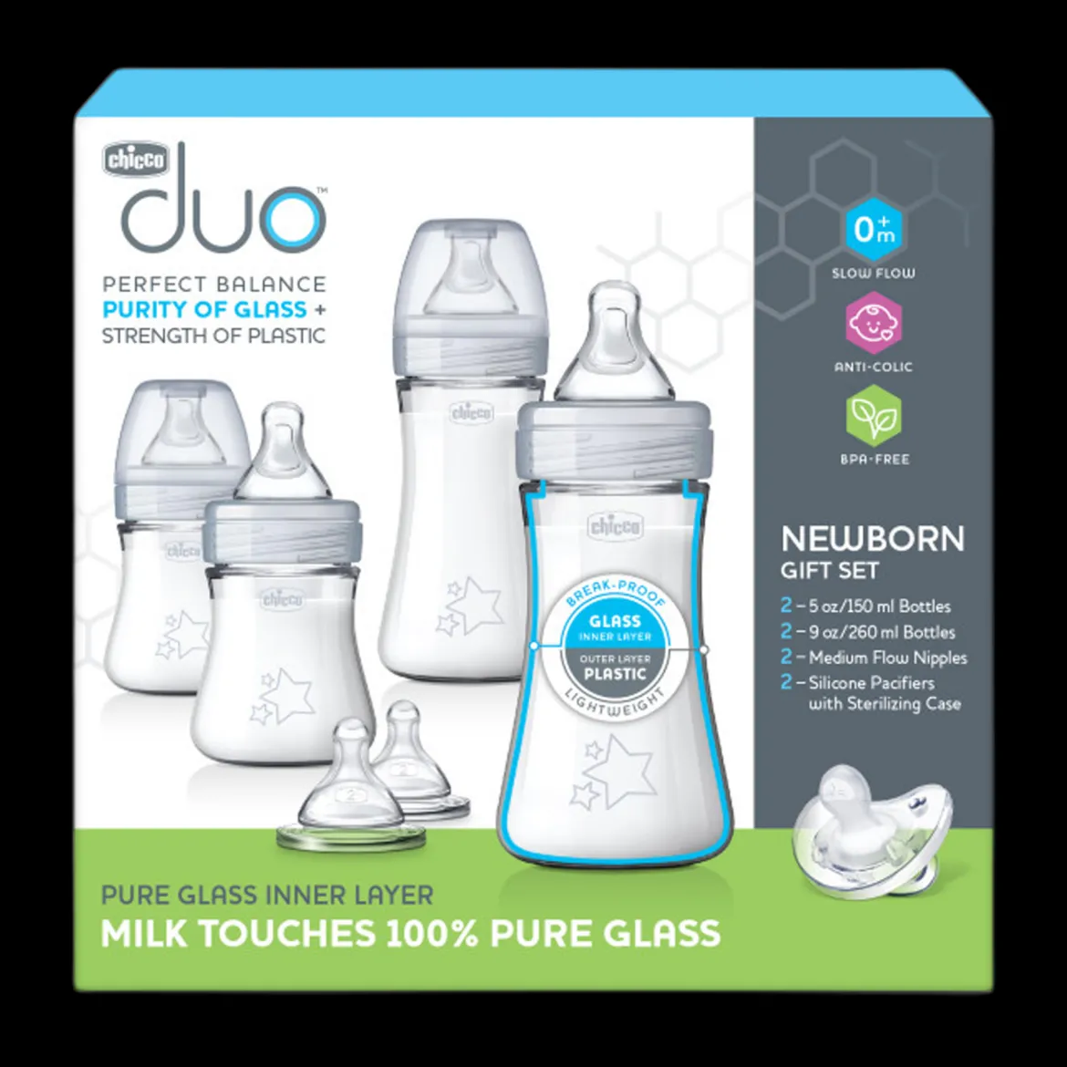 Duo Newborn Hybrid Baby Bottle Starter Gift Set