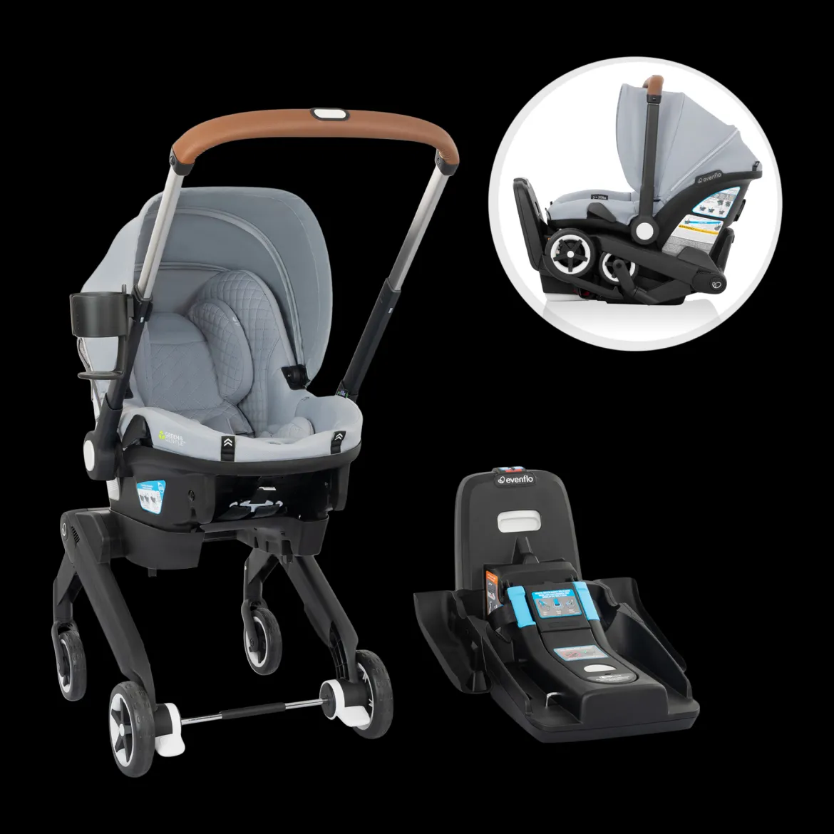 Gold Shyft DualRide Infant Car Seat Stroller Combo w Carryall Storage & Extended Canopy