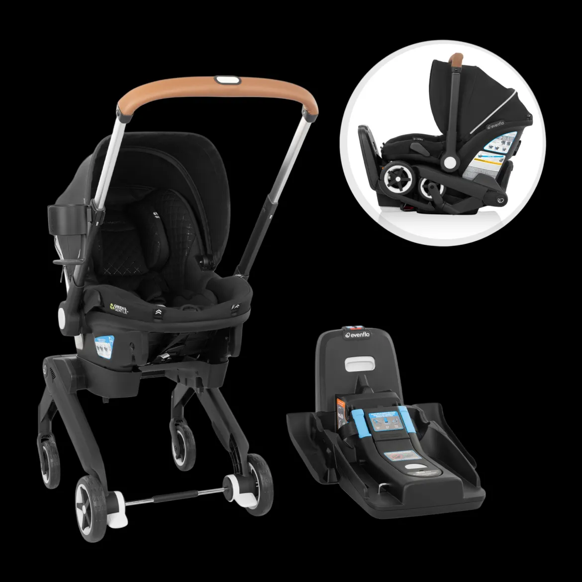 Gold Shyft DualRide Infant Car Seat Stroller Combo w Carryall Storage & Extended Canopy