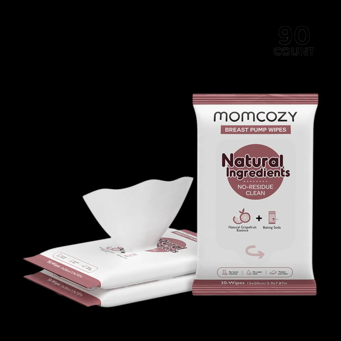 Momcozy Natural Breast Pump Wipes (3 Pack)