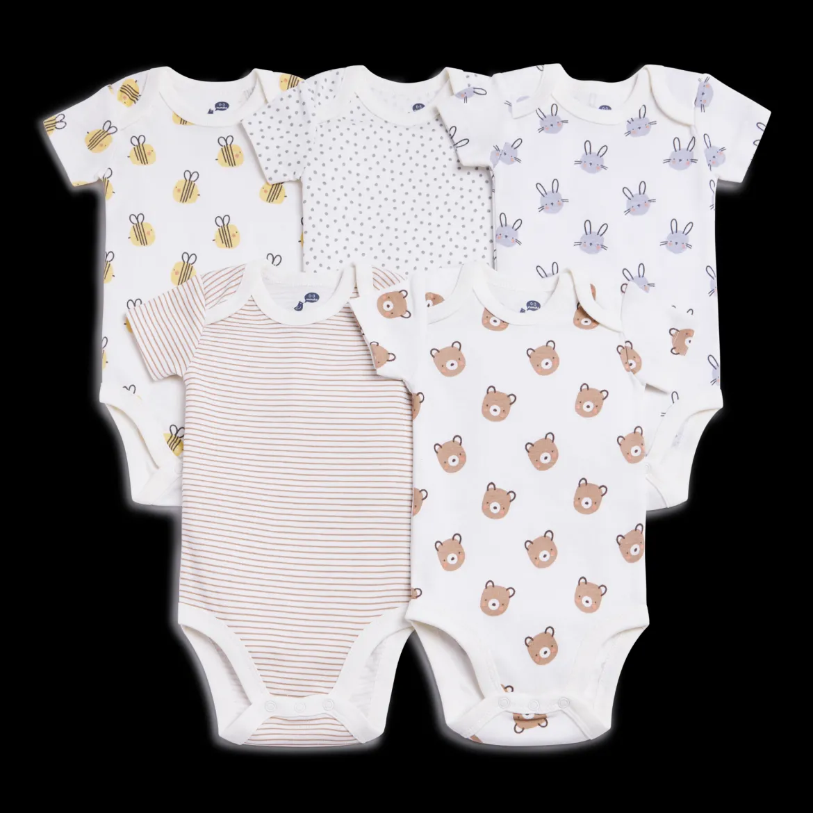 Organic Cotton Short-Sleeve Printed Bodysuit (5 Pack)