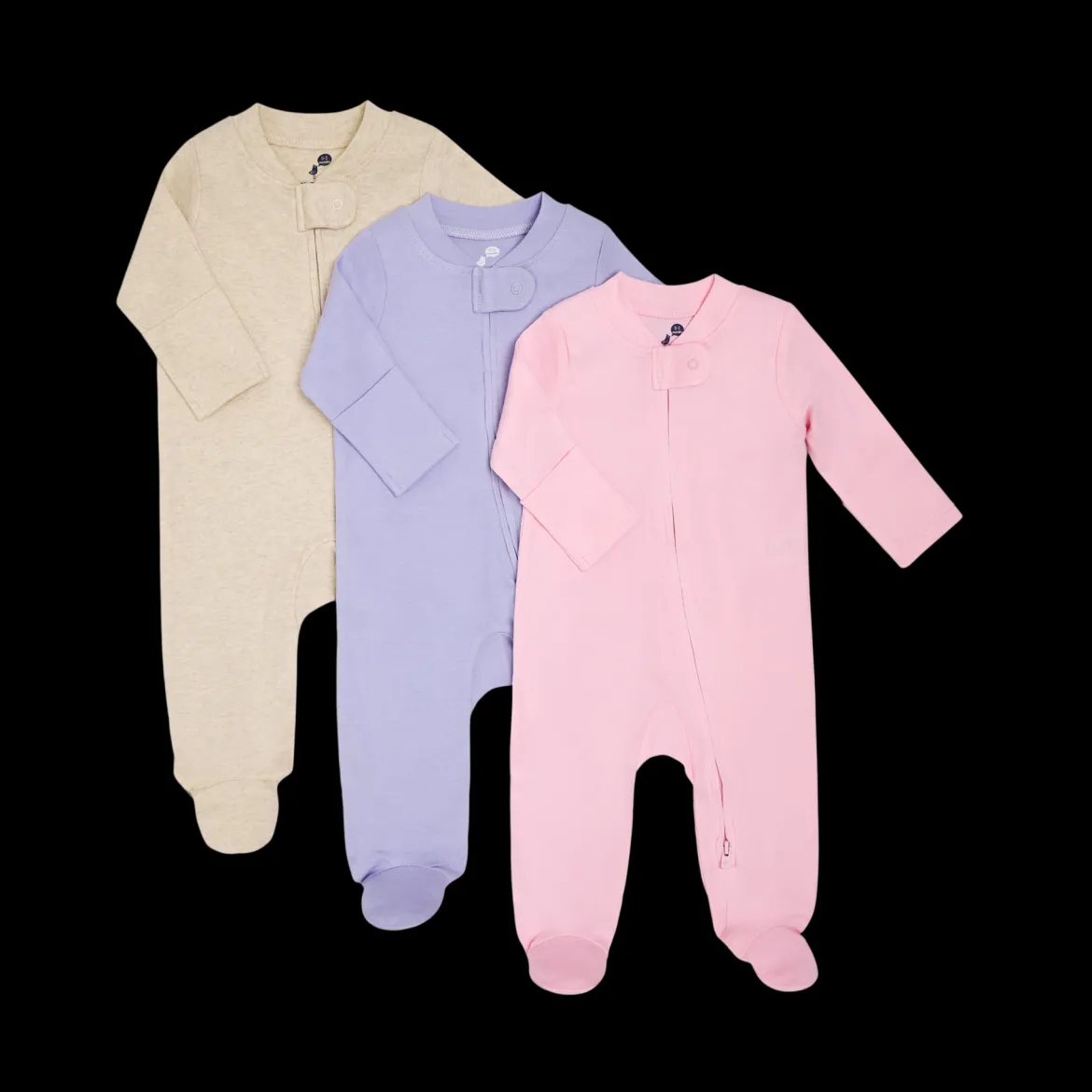 Organic Cotton Solid Zipper Footie (3 Pack)