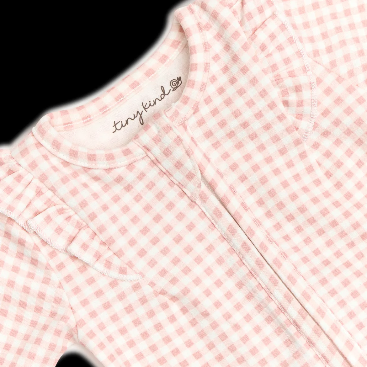 Organic Ruffle Cotton Printed 2-Way Zip Footie
