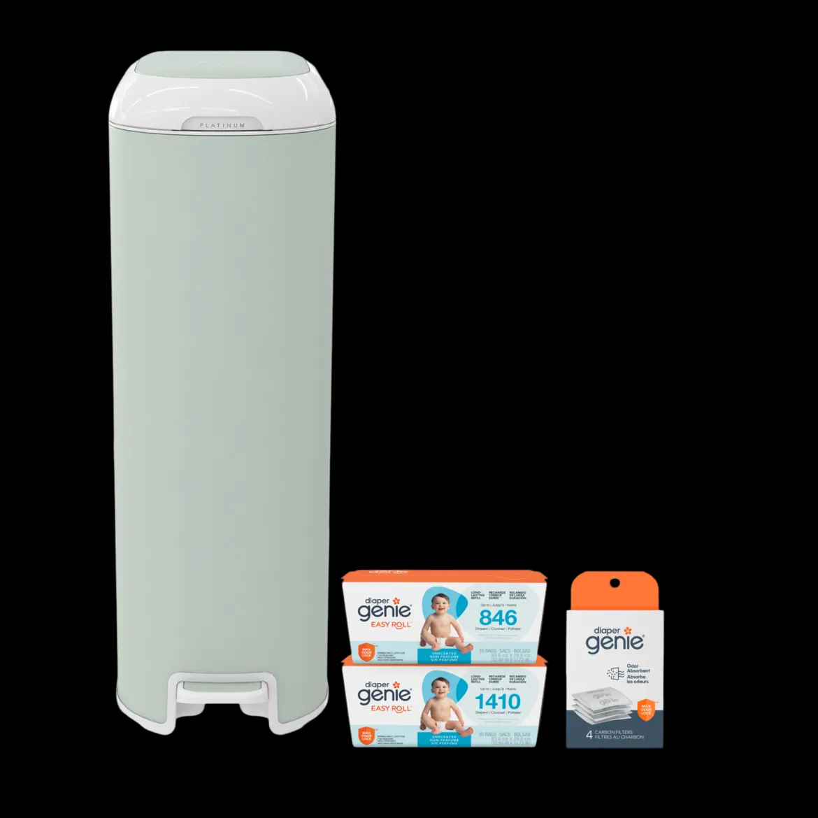 Platinum Stainless Steel Diaper Pail Gift Set