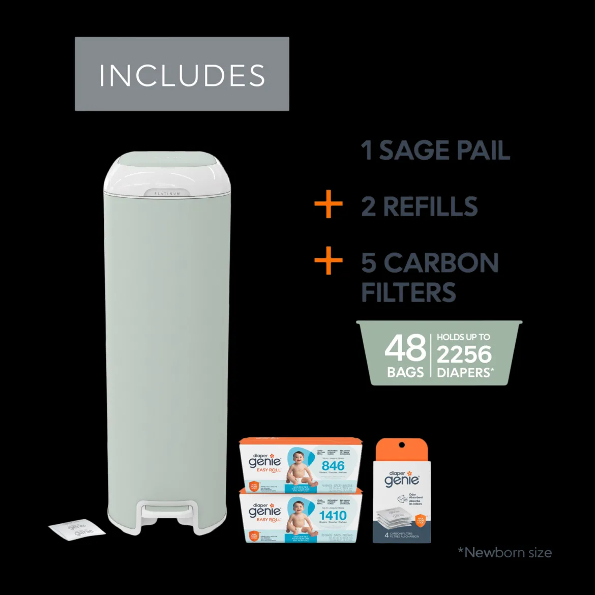 Platinum Stainless Steel Diaper Pail Gift Set