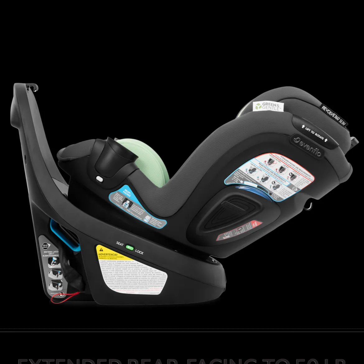 Revolve360 Slim 2-in-1 Rotational Car Seat with Green & Gentle Fabric