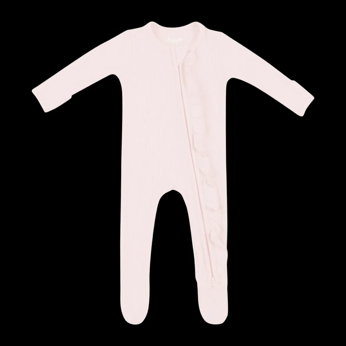 Ribbed Ruffle Zipper Footie