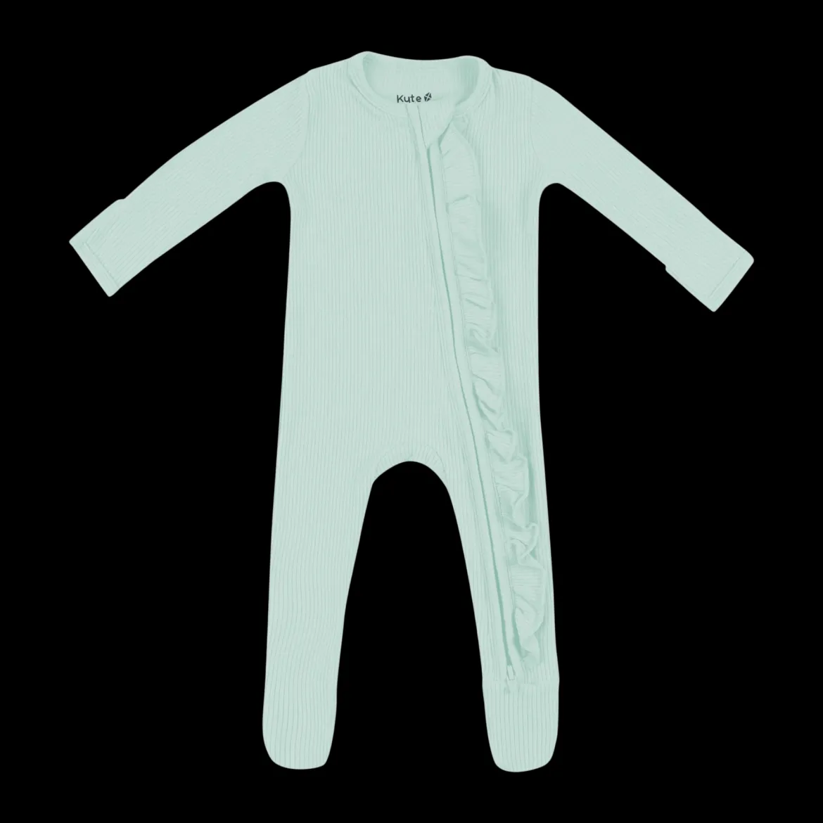 Ribbed Ruffle Zipper Footie