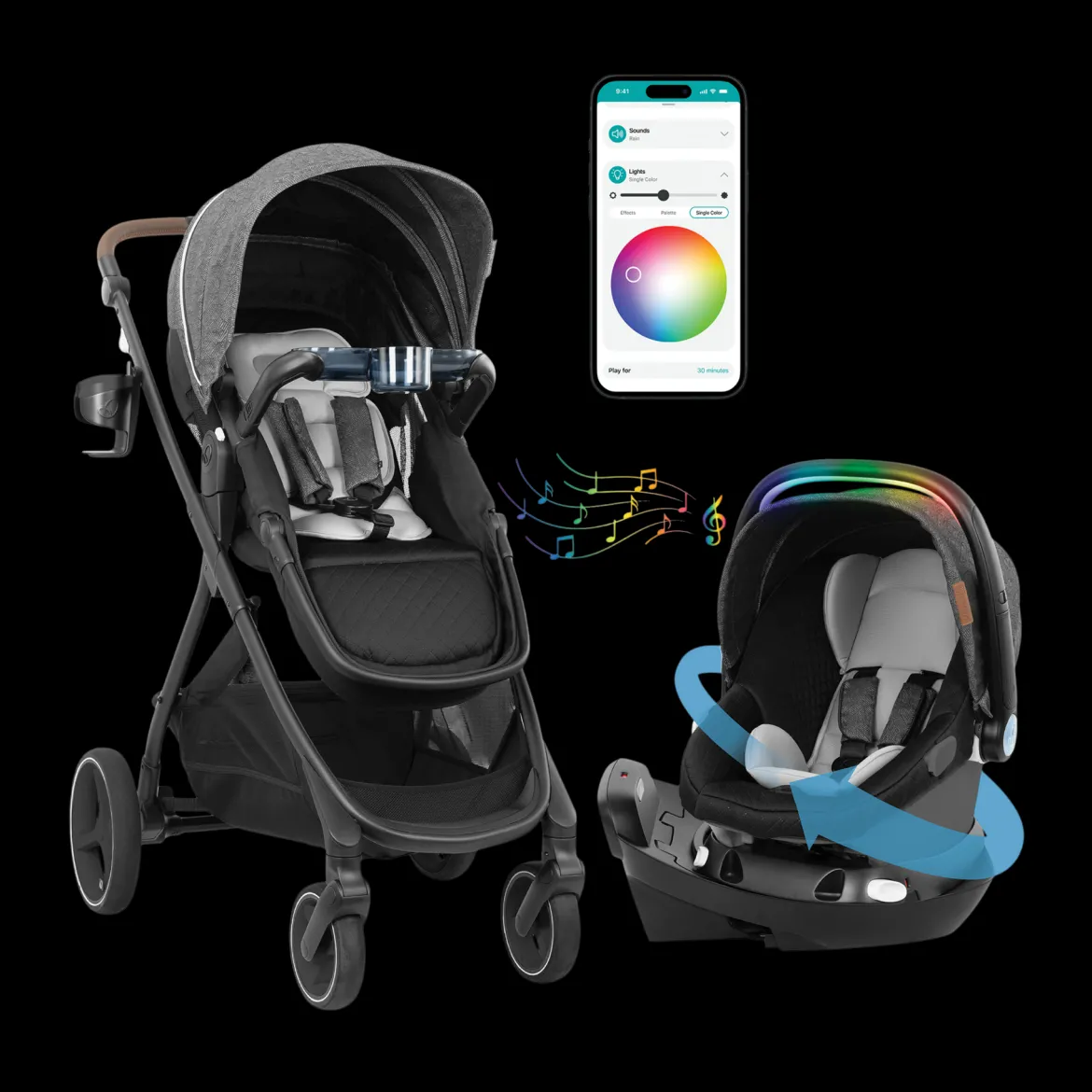 Shyft Intuiti+ Travel System featuring Revolve180 LiteMax NXT with SensorySoothe