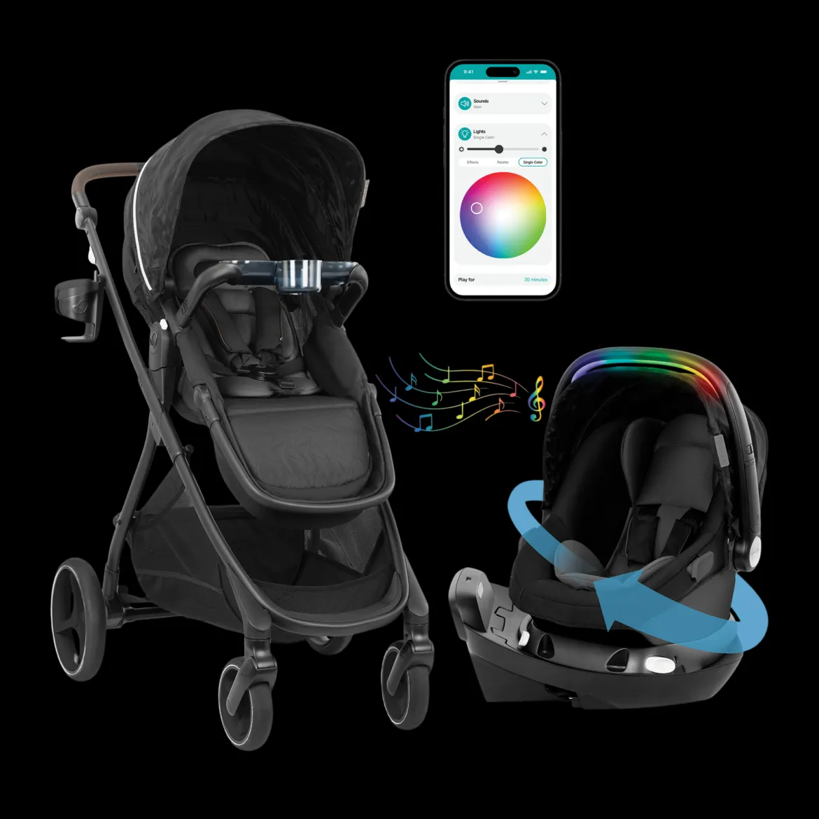 Shyft Intuiti+ Travel System featuring Revolve180 LiteMax NXT with SensorySoothe