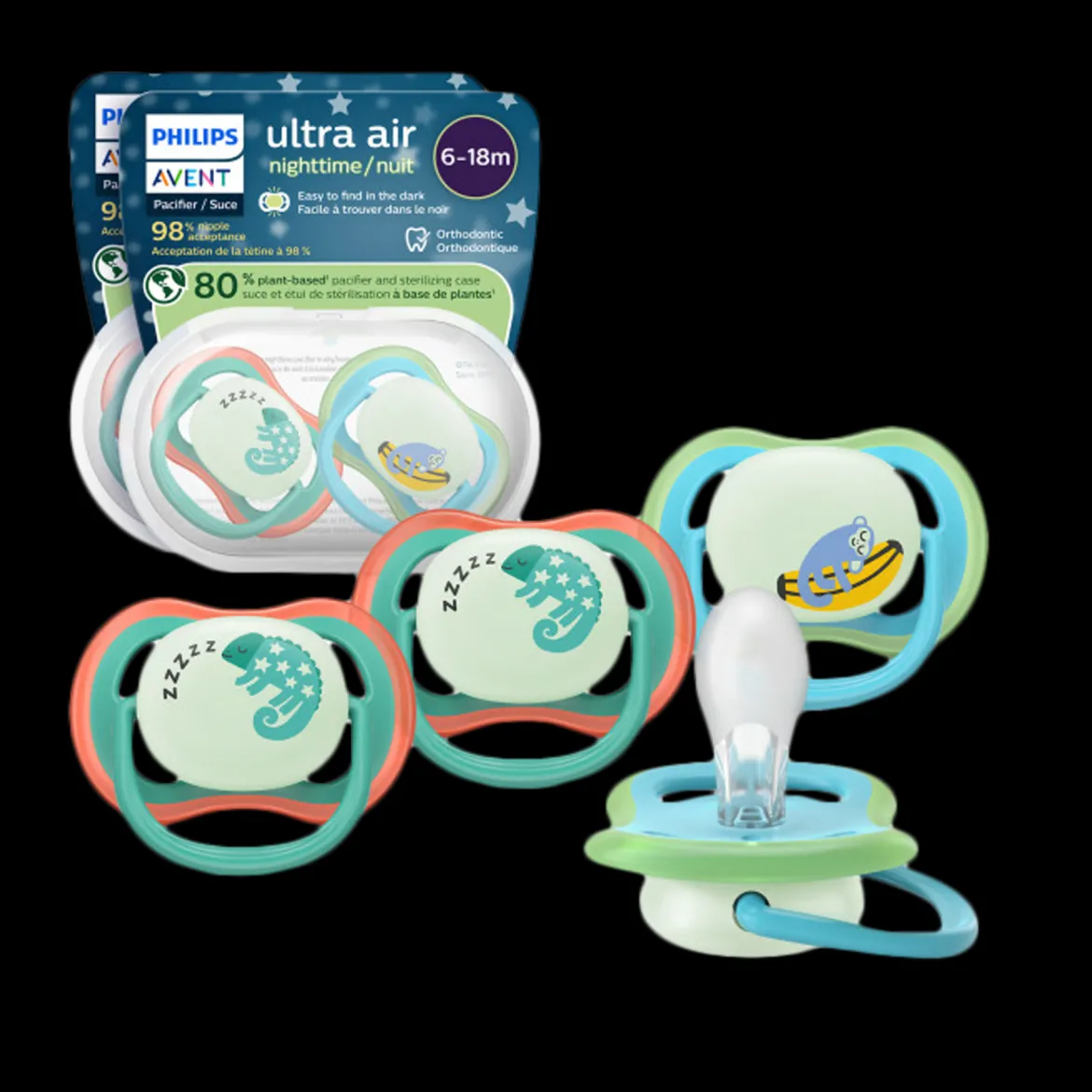 Ultra Air Pacifier Night 6-18M (4 Pack)