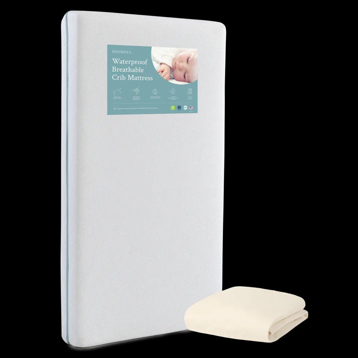 Waterproof Breathable Crib Mattress with Organic Pad